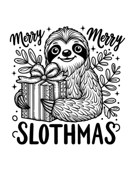Merry Merry Slothmas Coloring Page