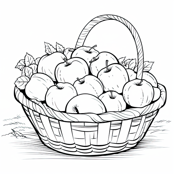 Apple Basket Coloring Page