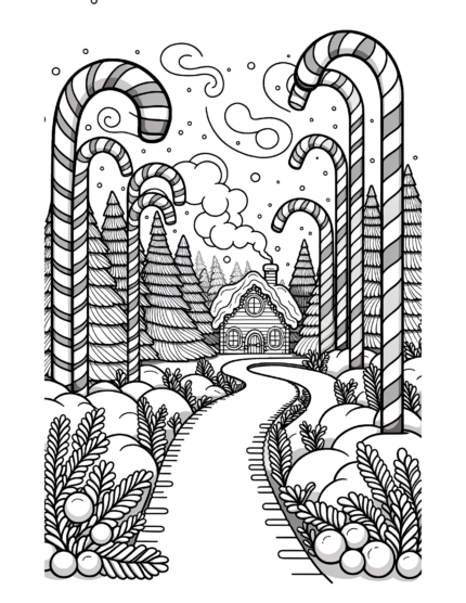 Candy Cane Lane Coloring Page