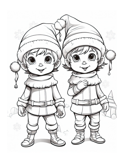Twin Elves Coloring Page