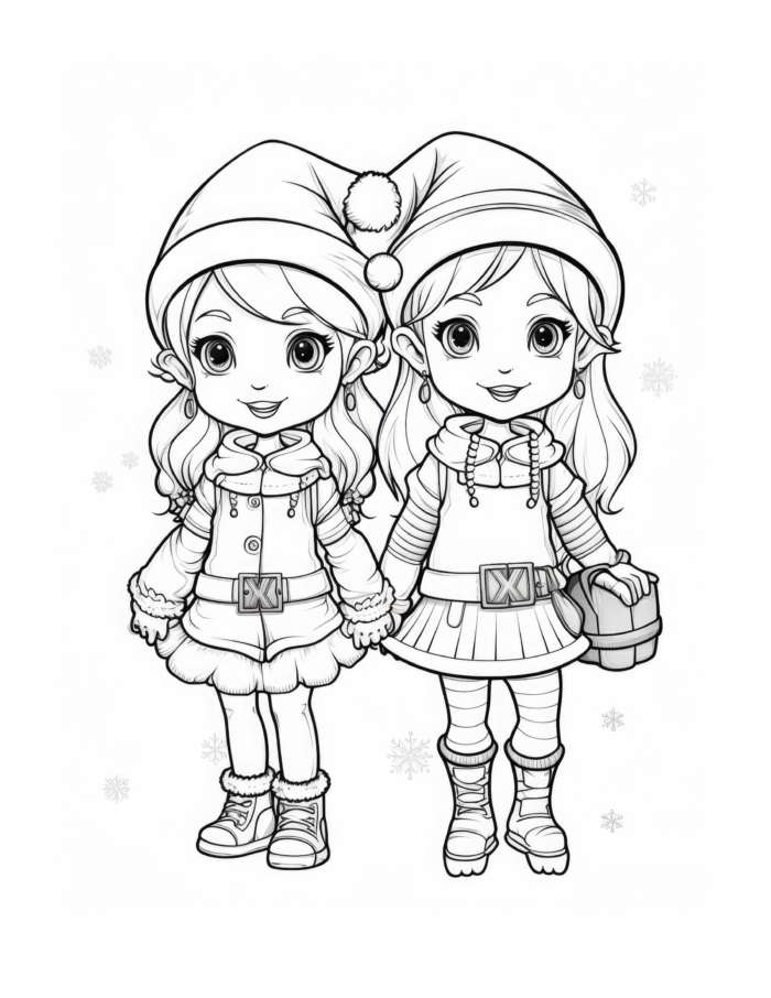 Girl Elves Coloring Page