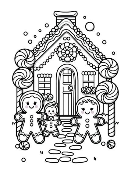 Gingerbread Family Coloring Page
