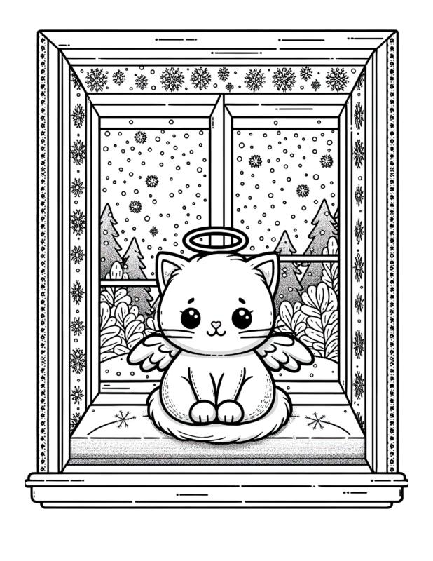Sitting Pretty Cat Coloring Page
