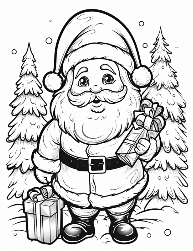 Santa Claus Forest Coloring Page