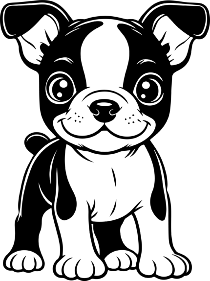 Boston Terrier Puppy Coloring Page