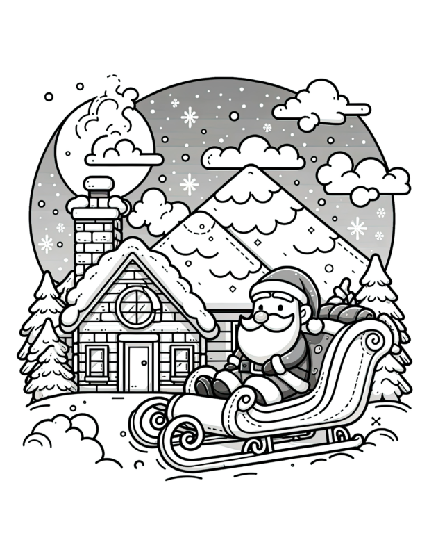 North Pole Santa Claus Coloring Page
