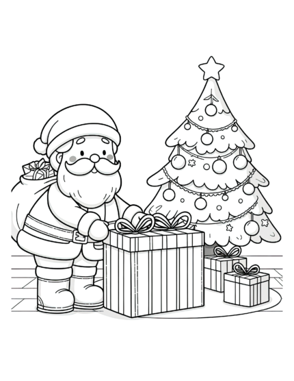 Presents Santa Coloring Page