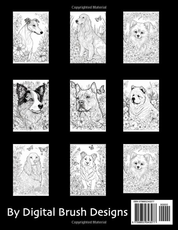 Pups in Petals - Dogs and Flowers Coloring Book