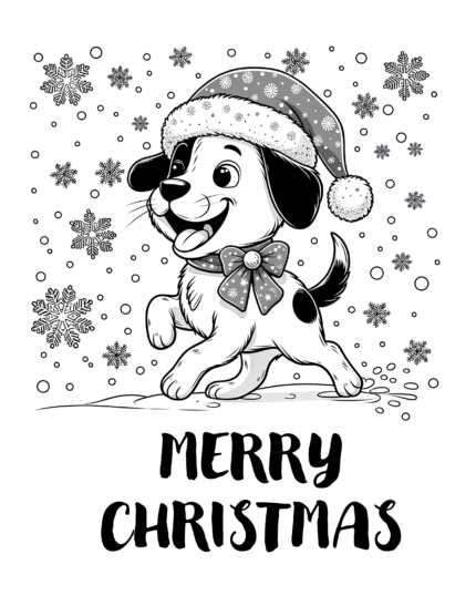 Santa Dog Coloring Page