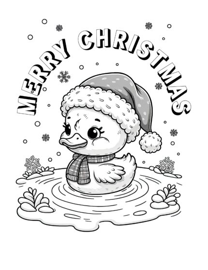 Santa Duck Coloring Page