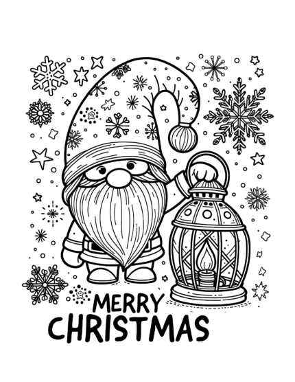 Santa Gnome Coloring Page