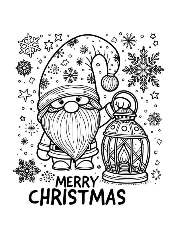 Free Printable Hat Magic - Santa Gnome Coloring Page For Kids And Adults