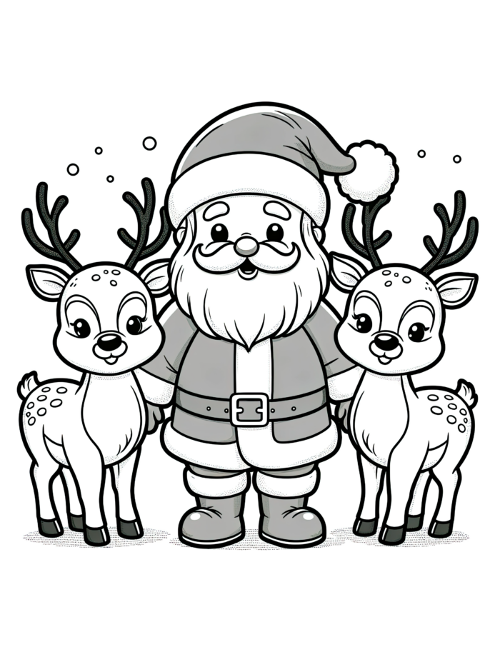 Reindeer Magic - Santa Coloring Page