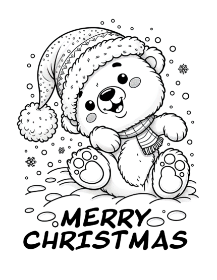 Santa Silly Bear Coloring Page