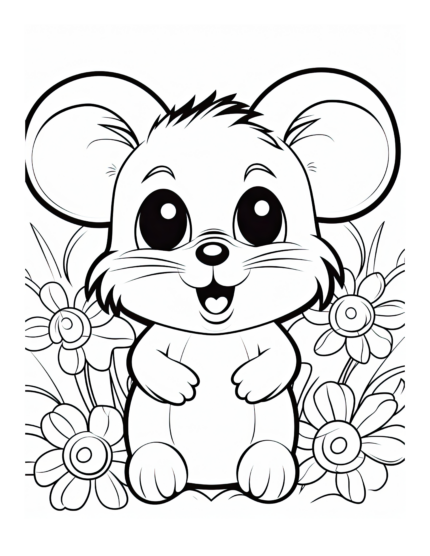Sitting Mouse Coloring Page