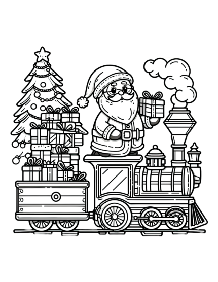 Train Santa Claus Coloring Page