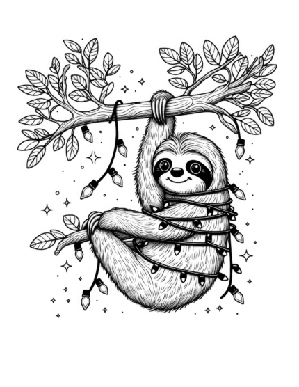 Tree Sloth Coloring Page