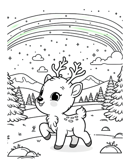 Rainbow Reindeer Coloring Page