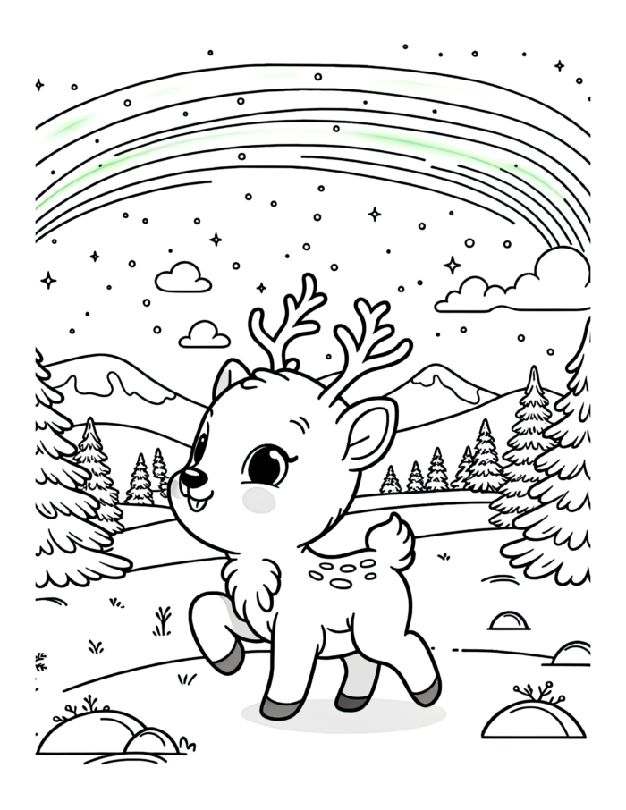 Rainbow Reindeer Coloring Page