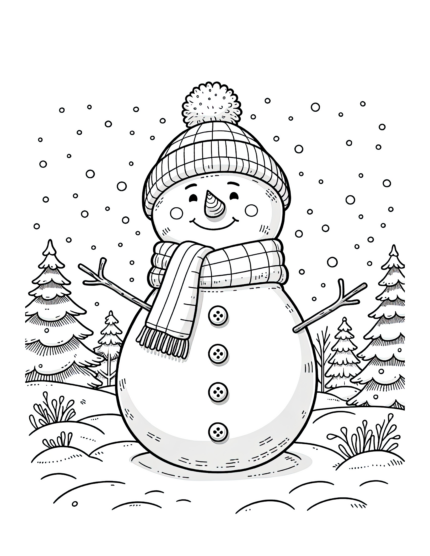 Winter Snowman Coloring Page