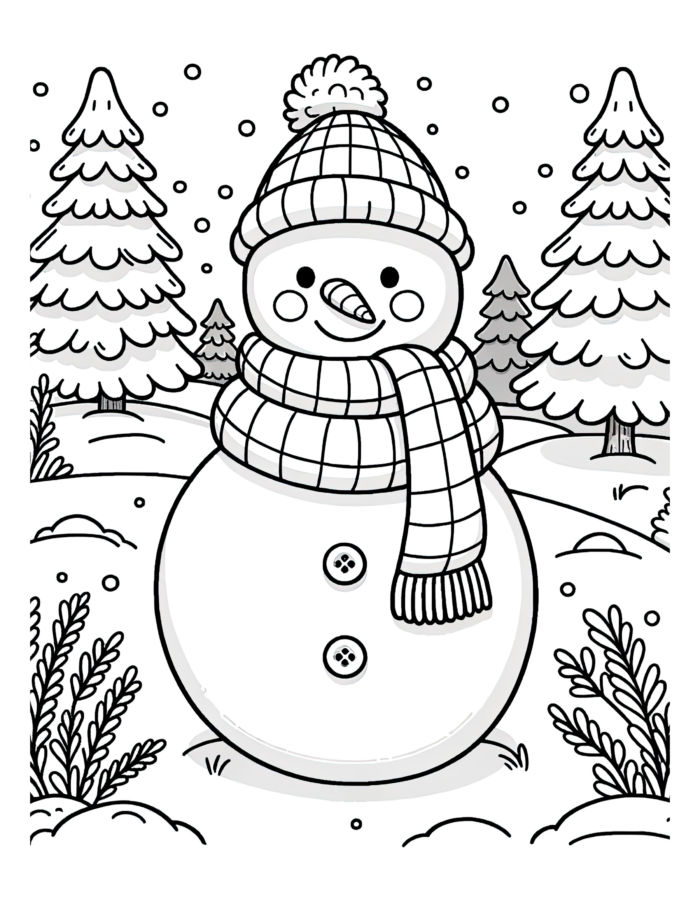 Snowman Scarf Coloring Page