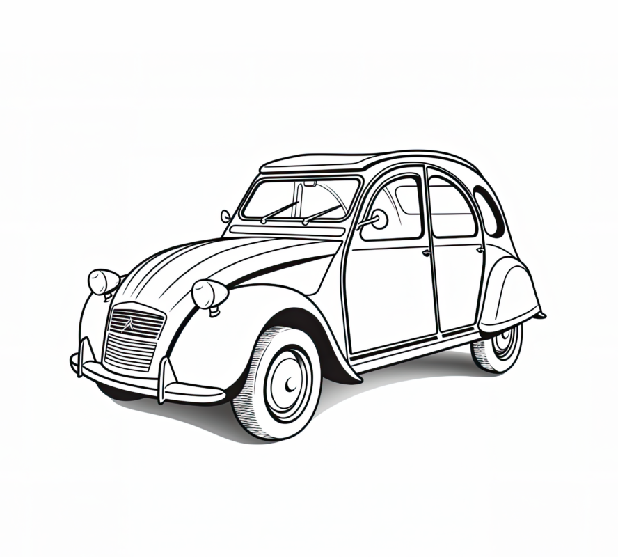 Free Printable Citron 2 CV Coloring Page For Kids And Adults