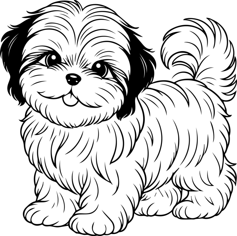 Free Printable Shih Tzu Puppy Coloring Page For Kids And Adults